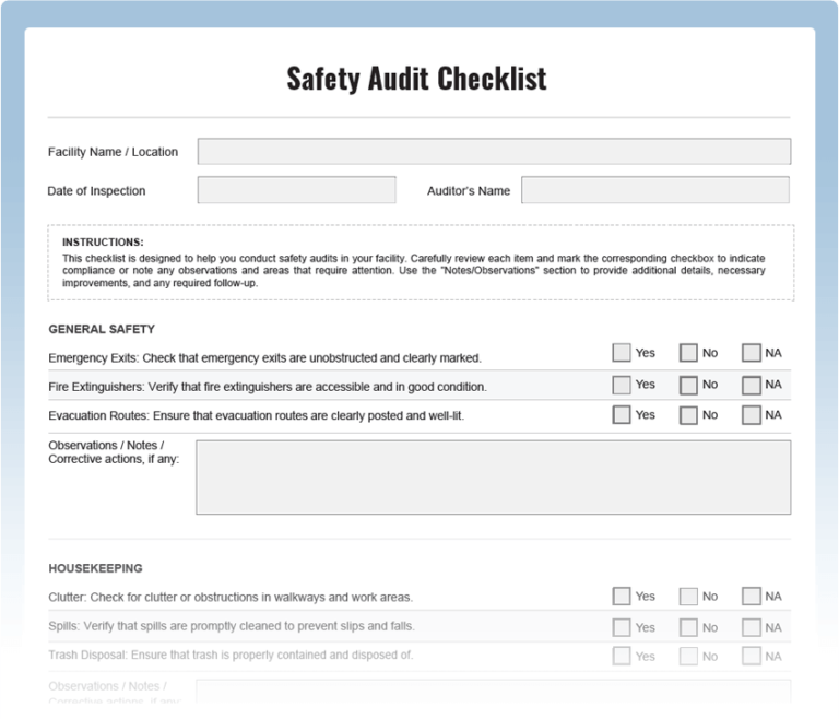 Comprehensive Safety Audit