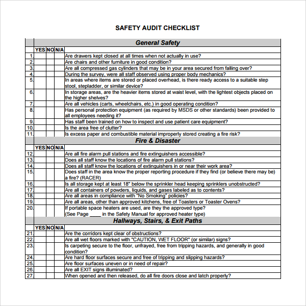 Comprehensive Safety Audit